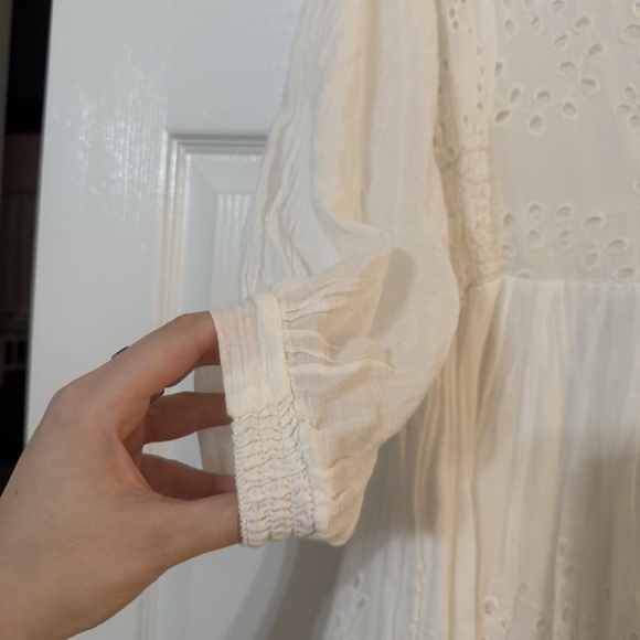 Free People White Eyelet Lottie Dress Creamy Color L - Picture 9 of 11